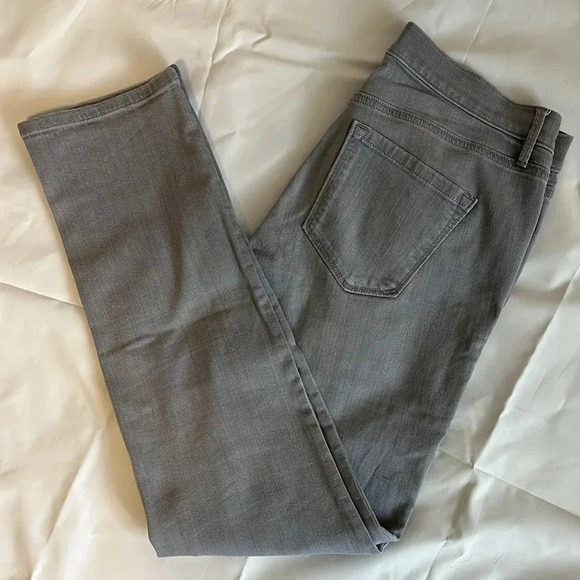 LOFT Modern Straight Mid-Rise Light Grey Denim Jeans, Size 29 - Picture 1 of 9
